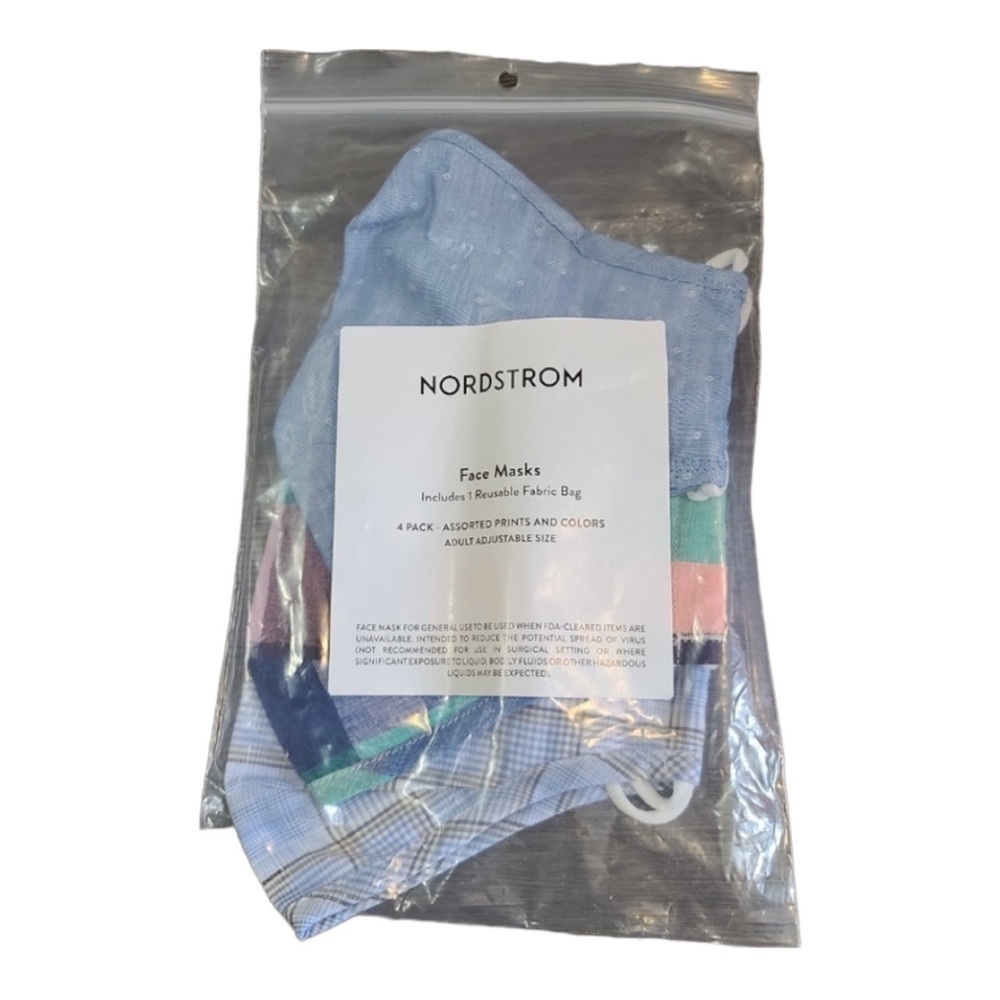 𝅺Nordstrom Blue Plaid, Pink Plaid And Blue Set of 3 Face Masks